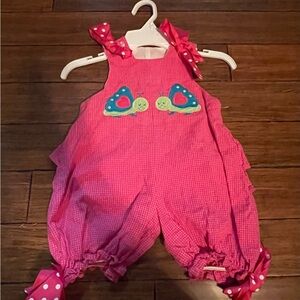 Bailey Boys 12M Pink Kids Ruffle Bubble with Butterfly Design